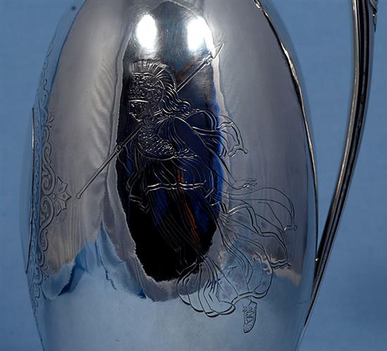 A mid Victorian silver wine ewer, by George Richards Elkington, Height 311mm Weight 21.1oz/658grms